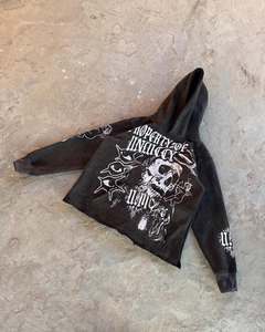 Ensemble de survêtements et de sweats à capuche surdimensionnés en molleton délavé à l'acide avec logo imprimé personnalisé pour hommes - Product Image 3