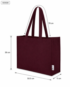 กระเป๋าโท้ทผ้าโพลีคอตตอนรีไซเคิลพิมพ์โลโก้ตามสั่ง 220 GSM 50.5x36x11 ซม. สีน้ำตาลแดง กระเป๋าช้อปปิ้งนำกลับมาใช้ใหม่ ขายส่ง OEM ODM แบรนด์ส่วนตัว จำนวนมาก - Product Image 2