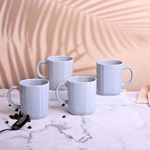 ชุดแก้วกาแฟเซรามิกเคลือบสีฟ้าใส 4 ใบ ใช้กับไมโครเวฟได้ เหมาะสำหรับกาแฟและนม - Product Image 6