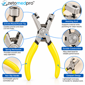 Alicates Perforadores de 2.0 mm, Herramienta de Perforación Redonda Pequeña para Cinturones de Cuero, Plástico, Goma y Manualidades ZetomedPro - Product Image 2