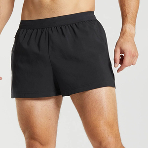 Shorts de sport décontractés pour hommes, noirs, écologiques, à séchage rapide, taille élastique, couleur unie, tissu tricoté - Product Image 6