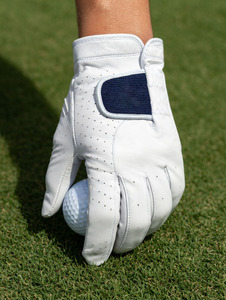 Gant de golf en cuir véritable blanc personnalisé OEM avec patch brodé sur mesure, design respirant perforé pour hommes et femmes - Product Image 4