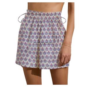 Shorts d'entraînement et de yoga pour femme, imprimés à la main au bloc, avec cordon de serrage, pour le week-end et l'été - Product Image 5