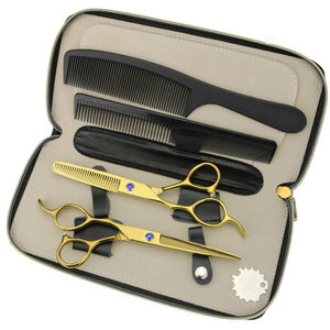 Gold 6 Inch Left Hand Hairdressing Scissors 440c Hair Salon Professional Barber Scissors Set <b>Shears</b> For Salon - Product Image 1