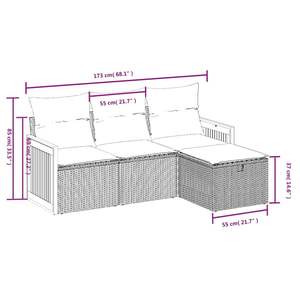 Ensemble de canapés de jardin modulaires en rotin PE gris, 4 pièces - Product Image 4