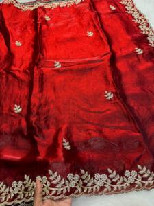 Indian Ethnic Beautiful and Elegant <b>Saree</b> with Embroidery Work for Partywear and Wedding Occasion for Women Fancy Trendy Outfit - Product Image 3