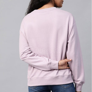 Sudaderas para mujer, mezcla de algodón ligera, cuello redondo, manga larga, diseño sencillo y elegante, transpirable, cómodo, estilo de uso diario - Product Image 3