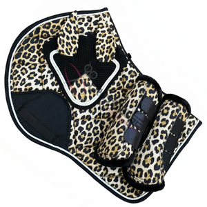 English Saddle Pad Set with <b>Brushing</b> <b>Boots</b> Wither Clearance Pad Anatomical Leg Protection <b>Boots</b> fly veil for Professional Riding - Product Image 1