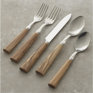 Juego de Cubiertos de Acero Inoxidable de Primera Calidad con Mango de Bambú, Acabado Espejo, Moderno, Ecológico, Natural, de Madera Real - Product Image 3