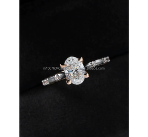 IGI/ Lab Grown Oval Cut Diamond Vintage 14k Jaune Mariage/Bague de fiançailles Unisexe Fine Or Blanc Anniversaire Fête Digne - Product Image 1