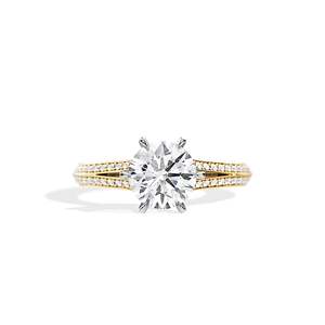 Round Brilliant Cut Diamond Engagement Ring Women's 14K Gold plated Prong Setting floral Fine Jewelry - Product Image 1