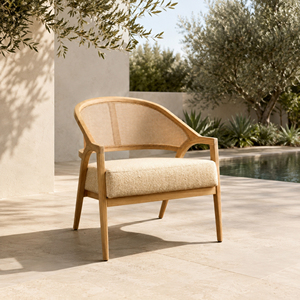 Sillón de Comedor de Teca Sólida Premium con Respaldo de Mimbre Natural y Asiento Tapizado, Estilo Escandinavo, para Hotel y Restaurante, Venta al por Mayor en Indonesia - Product Image 6