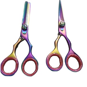 Juego de Tijeras de Peluquería Multiplasma con Recubrimiento de Color, Tijeras de Entresacar de Acero Inoxidable con Hoja Afilada, para Diestros, Mango Largo, 30 Dientes - Product Image 1