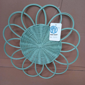Best Selling Light Blue Rattan Placemat Floral Openwork Design Sustainable <b>Table</b> Decor Wholesale Bulk Supplier <b>Dining</b> Accessory - Product Image 1