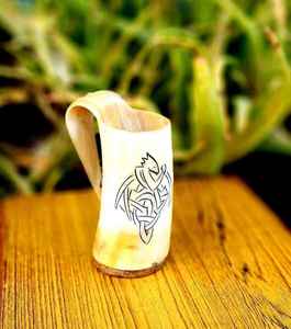 Best Quality Natural Water Buffalo Horn Tankard Polished Animal Style Viking Carving <b>Mug</b> Eco-Friendly <b>Large</b> Capacity - Product Image 1
