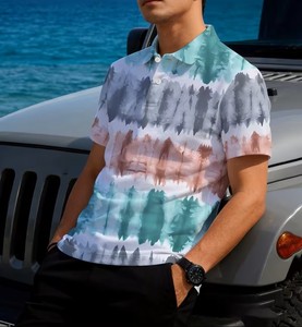 Men's Hand-Painted Pattern Short Sleeve for Shirt Casual Breathable Cotton Jersey Fabric 180g Digital Printed Front Logo - Product Image 5