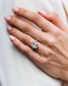 Luxury 3.01CT Asscher Cut <b>Diamond</b> Promise Solitaire <b>Ring</b> Lab Grown 14K Yellow Gold Jewelry For Wedding Gift Charms - Product Image 5