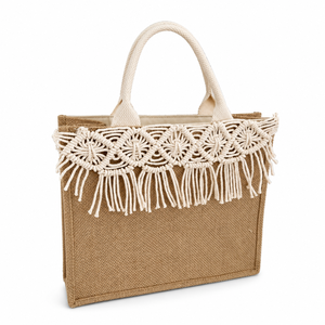 Bolso Tote de Yute Hecho a Mano con Borla de Macramé, Bolso de Playa Tejido, Bolso de Compras Ecológico, Bolso de Hombro de Moda para Mujer - Product Image 3