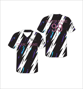 Custom Sublimated Baseball Jersey Black <b>White</b> Purple And Blue Brush Pattern Full Button Down Team Uniform Lightweight Breathable - Product Image 1