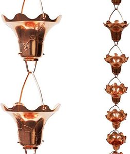 Cadena de Lluvia Metálica Moderna con Diseño de Flor de Loto Azul, Cascada Artística Colgante para Jardín - Product Image 2