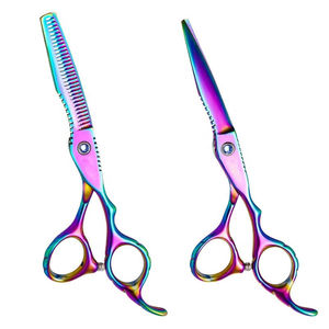 Tijeras de Entresacar Cabello Rainbow de 6.0 Pulgadas, Acero Inoxidable, Hoja Cónica de 28 Dientes, Mango Corto, para Diestros, Kit de Barbero para Uso en Salón - Product Image 3