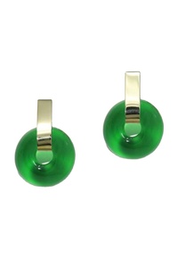 Boucles d'oreilles en métal et en résine, Design en résine et bois, peinture de fille, bijoux légers - Product Image 2