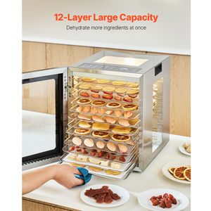 Essiccatore Elettrico per Alimenti da 850W con 12 Vassoi in Acciaio Inox, Controllo Digitale, Temperatura Regolabile, Timer 24 Ore, Spedizione Gratuita - Product Image 4