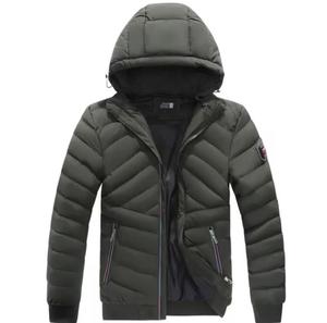 Chaqueta de Invierno Acolchada para Hombre con Capucha, Cortavientos, Cierre Frontal, Diseño Casual a Cuadros, Negra, Relleno de Poliéster, Corte Ajustado, Largo Regular - Product Image 5