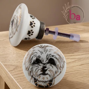 Ba Porcelain Dog Face Cabinet <b>Knob</b> Industrial Design Eco-Friendly Home Decor Handle for Kitchen Home Office Living Room - Product Image 1