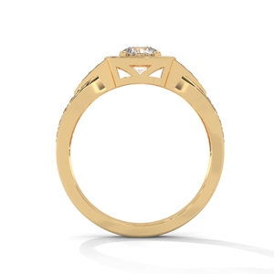 925 <b>Sterling</b> <b>Silver</b> Moissanite Engagement <b>Ring</b> Halo Bridal Wedding Band for Women Prong <b>Set</b> Round Cut Gold Tone - Product Image 3