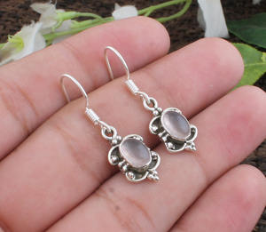 Pendientes de Cuarzo Rosa Natural, Plata de Ley 925, Pendientes de Piedras Preciosas Rosas, Fabricante Mayorista de Joyería 2026 - Product Image 4