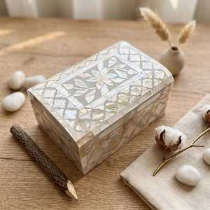 Traditional Bone Inlay Jewelry Box Handmade Trinket <b>Chest</b> Organizer for Rings Earrings Bracelets Necklaces Gift <b>Storage</b> - Product Image 2