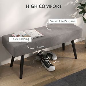 Panca Moderna da Camera da Letto Grigia da 99 cm con Gambe in Acciaio e Seduta Imbottita per Fondo Letto - Product Image 4
