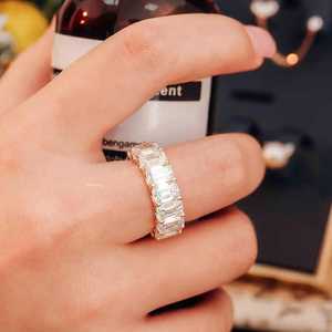Sparkly Emerald Cut Moissanite Full Eternity Band <b>Ring</b> For Unisex 925 Silver With Rhodium Plated <b>Thick</b> Band Proposal Gift Her - Product Image 5