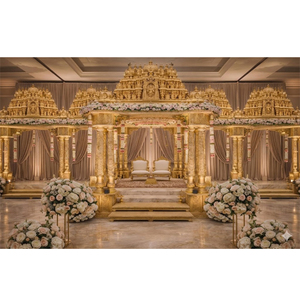 Mandap de Manavarai para bodas del sur en EE. UU., decoración interior para bodas kannadenses con grabado de Ganesha, para salones de eventos en EE. UU. - Product Image 1