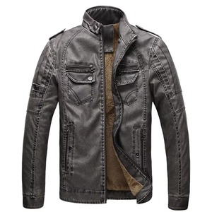 Solid Color Winter High Street <b>Men's</b> <b>Leather</b> <b>Jacket</b>-Customizable Color Front Logo - Product Image 5