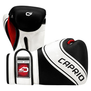 Gants de boxe d'entraînement MMA blancs et noirs 8oz 14oz avec fermeture à lacets et auto-agrippante en cuir PU, logo personnalisé, OEM, marque privée, unisexe - Product Image 2