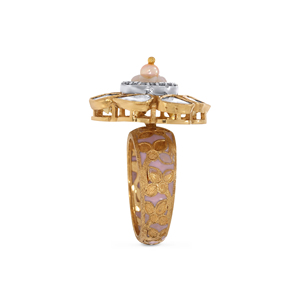Bague Fleur en Or Jaune 18 carats avec Diamant Polki Brut Fait Main de Qualité Supérieure pour Femme, Bijou Fin de Créateur pour Mariage et Anniversaire - Product Image 3