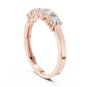 Anillo de Diamantes de Lujo en Oro Rosa de 18k con Cinco Piedras y Diamantes Redondos Brillantes – Joyería Atemporal para Bodas y Aniversarios - Product Image 3
