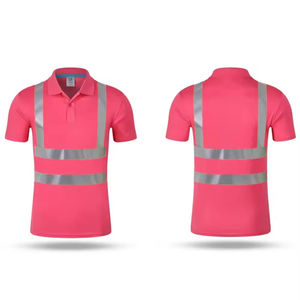 T-shirt de travail réfléchissant de sécurité haute visibilité en polyester noir à séchage rapide avec logo personnalisé - Product Image 6