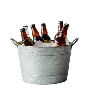 Heavy Duty Metal Ice Beverage Tub Stainless Steel Party Cooler Bucket <b>Wine</b> Beer Chiller Tub Table Use - Product Image 3