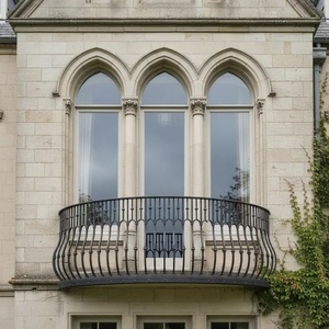 Traditional Victorian Wrought Iron Pipe <b>Wall</b>-<b>Mounted</b> Balcony Stair Railing Rust-Resistant Easy Assembly Outdoor Use - Product Image 4