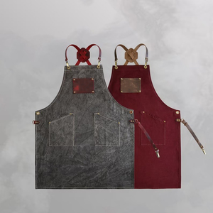 Professional <b>Bar</b> Worker Uniform Canvas Apron Genuine Leather Straps Lightweight Work Vest Adjustable <b>Utility</b> Pockets - Product Image 1