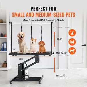 Tavolo Idraulico per Toelettatura Cani da 43 Pollici per Cani Medi/Piccoli, in ABS Resistente, con Braccio Regolabile in Altezza - Product Image 6
