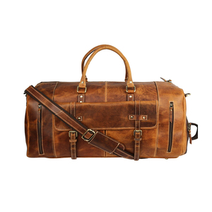Sac de voyage en cuir de buffle pleine fleur fait main, sac fourre-tout moderne et élégant, fermeture éclair, design personnalisé, marron - Product Image 3