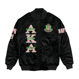 OEM Customized Plus Size Satin Alpha Sorority Varsity Bomber <b>Jacket</b> Women Embroidered Zip Up <b>Long</b> Sleeve Streetwear Custom Logo - Product Image 1