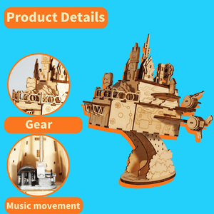 Puzzle 3D in Legno Fai-da-Te, Kit Modello Castello con Carillon a Manovella, Castello in Movimento, Regalo di Compleanno per Donne - Product Image 3