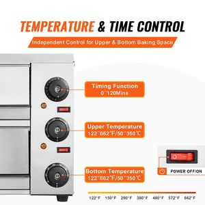 Temperatura ajustable Horno de pizza de encimera eléctrico de 12 \ "con temporizador de 0-120min para hornear - Product Image 4
