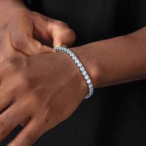 Pulsera de tenis delicada para mujer, de lujo, con moissanita de corte brillante redondo y engaste de canal, joyería de verano, regalo - Product Image 2