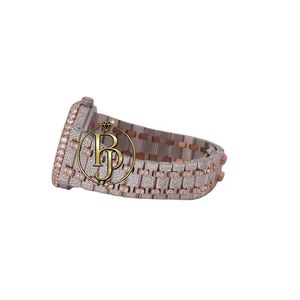 นาฬิกาข้อมือควอตซ์สแตนเลสสตีลทรงสี่เหลี่ยมสำหรับผู้ชายแบรนด์ Briva รุ่น Luxury ประดับเพชรแบบ Iced Dual Time สีดำ หน้าปัดแสดงวันที่ ตัดแบบ Baguette พรีเมียม หรูหรา ระดับ 10 - Product Image 3